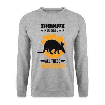 Aardvark Cadeau Aardvark - Sweat-shirt Unisexe - gris chiné - Devant - Alina (178cm) & Michal (187cm)