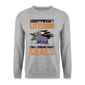 Robbe Gift Sea Lion - Unisex Sweatshirt - salt & pepper - Front - Alina (178cm) & Michal (187cm)