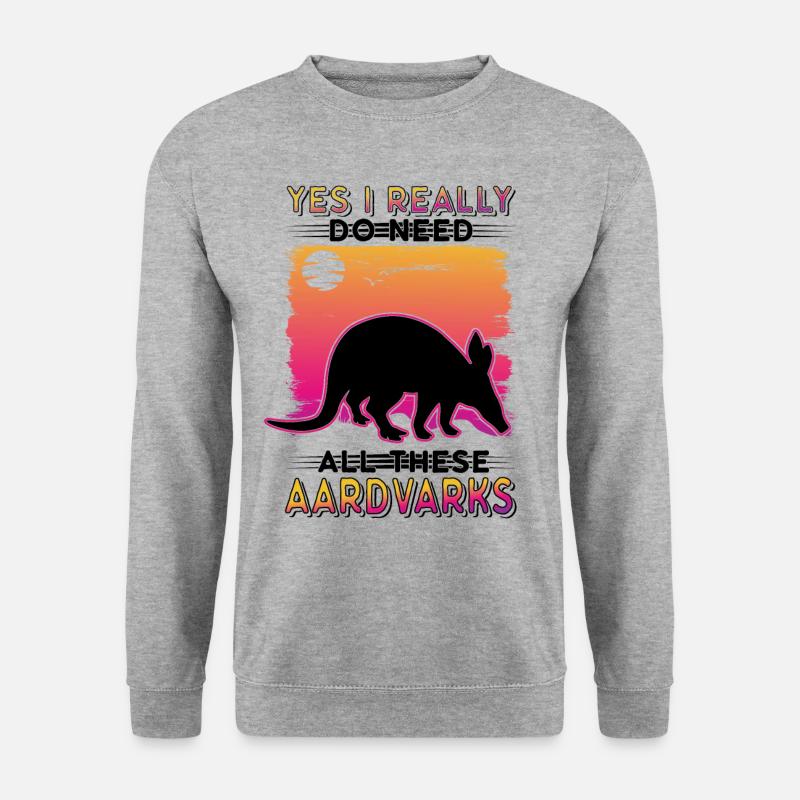 Erdferkel Geschenk Aardvark - Unisex Pullover - Weißgrau meliert