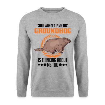 Marmot Groundhog Day Forest Marmot - Unisex Sweatshirt - salt & pepper - Front - Alina (178cm) & Michal (187cm)