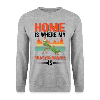 Gottesanbeterin Zuhause Mantis Fangschrecke - Unisex Pullover - Weißgrau meliert - Vorne - Alina (178cm) & Michal (187cm)