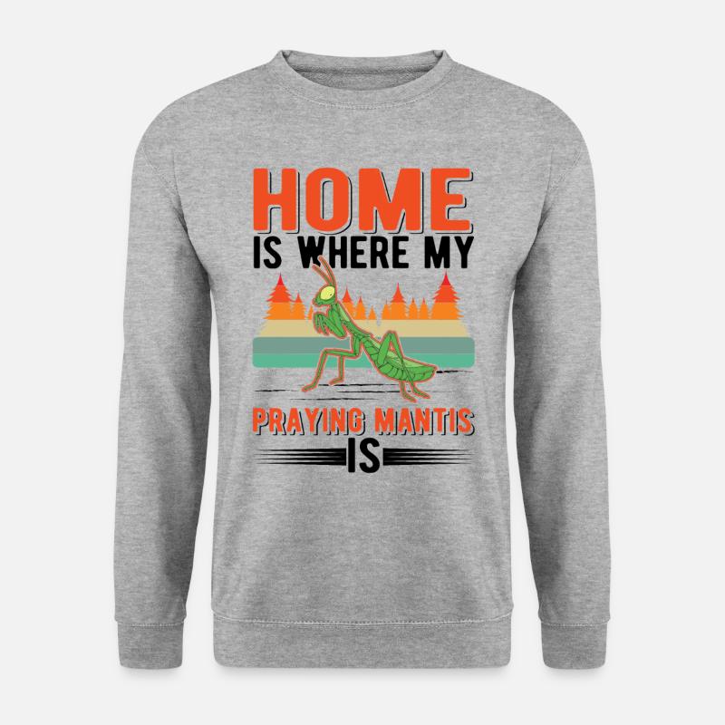 Gottesanbeterin Zuhause Mantis Fangschrecke - Unisex Pullover - Weißgrau meliert