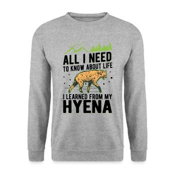 Hyäne Geschenk Erdwolf Hyena - Unisex Pullover - Weißgrau meliert - Vorne - Alina (178cm) & Michal (187cm)