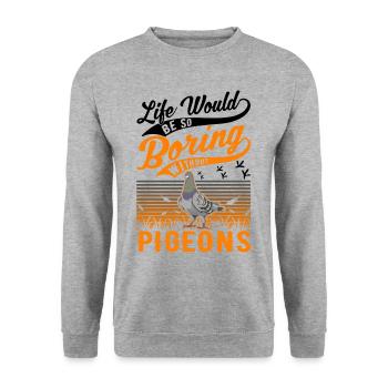Pigeon Gift Pigeon Fancier City Pigeon Carrier Pigeon - Unisex Sweatshirt - salt & pepper - Front - Alina (178cm) & Michal (187cm)