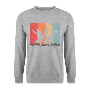 Indian Running Duck Retro Bottle Duck Vintage - Sweat-shirt Unisexe - gris chiné - Devant - Alina (178cm) & Michal (187cm)