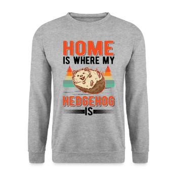 La maison est l’endroit où se trouve mon hérisson - Sweat-shirt Unisexe - gris chiné - Devant - Alina (178cm) & Michal (187cm)