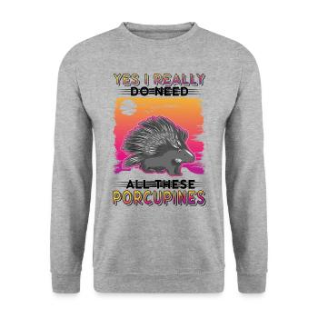 Porcupine Gift Porcupine - Unisex Sweatshirt - salt & pepper - Front - Alina (178cm) & Michal (187cm)