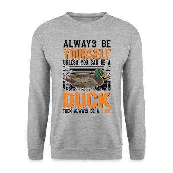 Duck Gift Duck Duck Breeder - Unisex Sweatshirt - salt & pepper - Front - Alina (178cm) & Michal (187cm)
