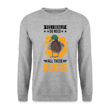 Duck Gift Duck Duck Breeder - Unisex Sweatshirt - salt & pepper - Front - Alina (178cm) & Michal (187cm)