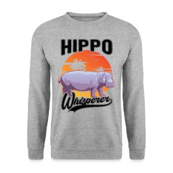 Hippo Whisperer Hippo Hippo Hippo - Unisex Sweatshirt - salt & pepper - Front - Alina (178cm) & Michal (187cm)