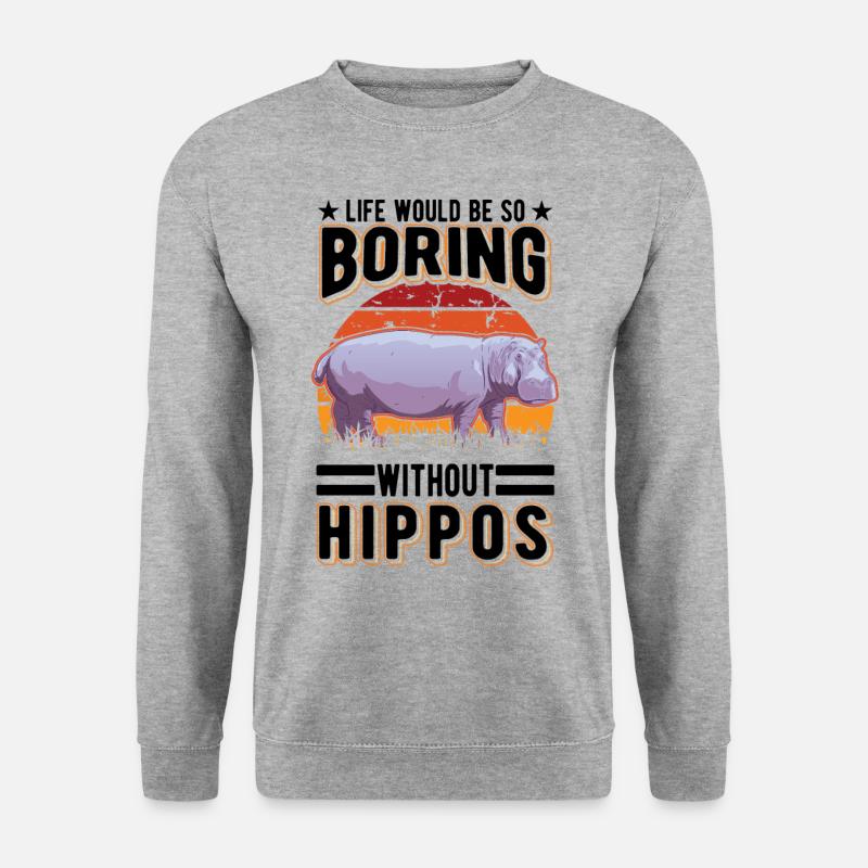 Nilpferd Geschenk Hippo Flusspferd - Unisex Pullover - Weißgrau meliert