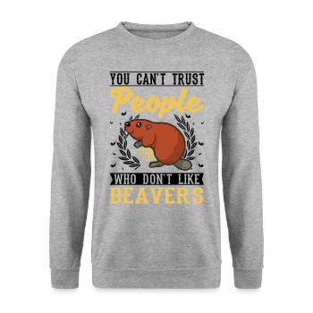 Beaver Beaver Dam Gift Beaver - Unisex Sweatshirt - salt & pepper - Front - Alina (178cm) & Michal (187cm)