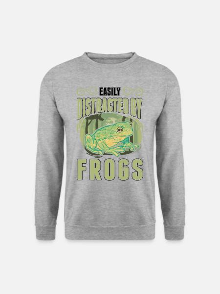 Easily distracted by Frogs Frog - Unisex Sweatshirt - salt & pepper