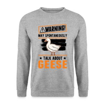 Warning Geese Goose Gift Goose Breeder - Unisex Sweatshirt - salt & pepper - Front - Alina (178cm) & Michal (187cm)