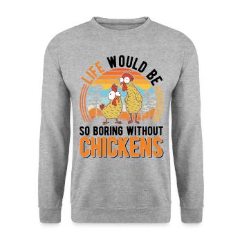 Poulets Élevage de poulets Éleveur de poulet - Sweat-shirt Unisexe - gris chiné - Devant - Alina (178cm) & Michal (187cm)