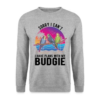Budgerigar cockatiel Welli Parakeet - Unisex Sweatshirt - salt & pepper - Front - Alina (178cm) & Michal (187cm)