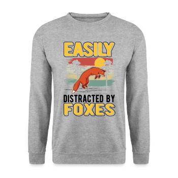 Easily distracted by Foxes Fuchs - Unisex Sweatshirt - salt & pepper - Front - Alina (178cm) & Michal (187cm)