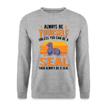 Cadeau de phoque Lion de mer Lion de mer - Sweat-shirt Unisexe - gris chiné - Devant - Alina (178cm) & Michal (187cm)