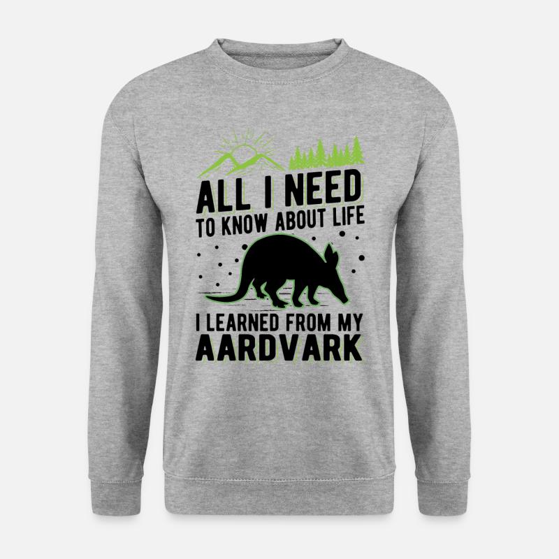 Erdferkel Geschenk Aardvark - Unisex Pullover - Weißgrau meliert