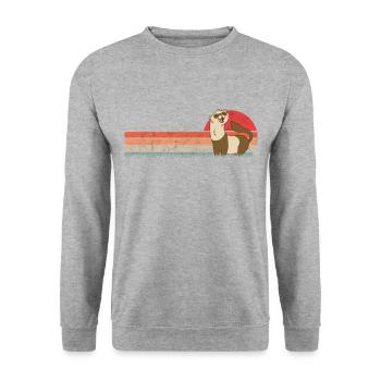 Ferret Retro Weasel Vintage - Sweat-shirt Unisexe - gris chiné - Devant - Alina (178cm) & Michal (187cm)