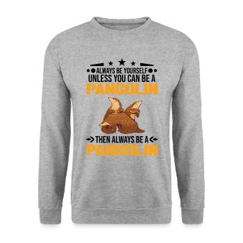 Always be yourself Pangolin Schuppentier - Unisex Sweatshirt - salt & pepper - Front - Alina (178cm) & Michal (187cm)