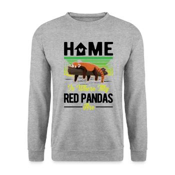 Home is where my Red Pandas are Roter Panda - Unisex Sweatshirt - salt & pepper - Front - Alina (178cm) & Michal (187cm)
