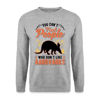 Aardvark Cadeau Aardvark - Sweat-shirt Unisexe - gris chiné - Devant - Alina (178cm) & Michal (187cm)