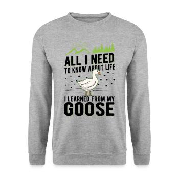 Geese Gift Goose Lovers Goose Breeders - Unisex Sweatshirt - salt & pepper - Front - Alina (178cm) & Michal (187cm)