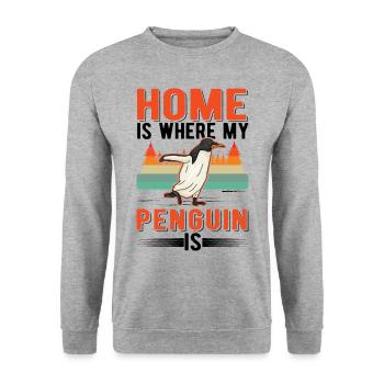 Home is where my penguin is - Unisex Sweatshirt - salt & pepper - Front - Alina (178cm) & Michal (187cm)