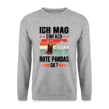 Ich mag einfach Rote Pandas - Unisex Pullover - Weißgrau meliert - Vorne - Alina (178cm) & Michal (187cm)