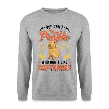 You can't trust people who don't like Capybaras - Unisex Pullover - Weißgrau meliert - Vorne - Alina (178cm) & Michal (187cm)