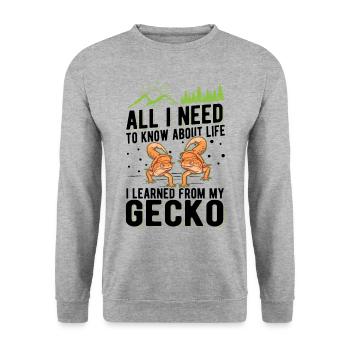 Gecko Cadeau Léopard Gecko - Sweat-shirt Unisexe - gris chiné - Devant - Alina (178cm) & Michal (187cm)