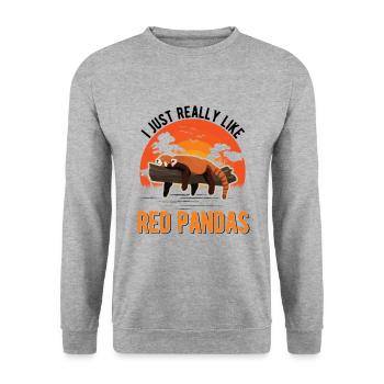 J’aime vraiment Red Pandas Roter Panda - Sweat-shirt Unisexe - gris chiné - Devant - Alina (178cm) & Michal (187cm)