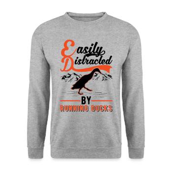 Easily distracted by Running Ducks Laufente - Unisex Sweatshirt - salt & pepper - Front - Alina (178cm) & Michal (187cm)