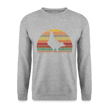 Taube Retro Taubenzüchter Vintage - Unisex Pullover - Weißgrau meliert - Vorne - Alina (178cm) & Michal (187cm)