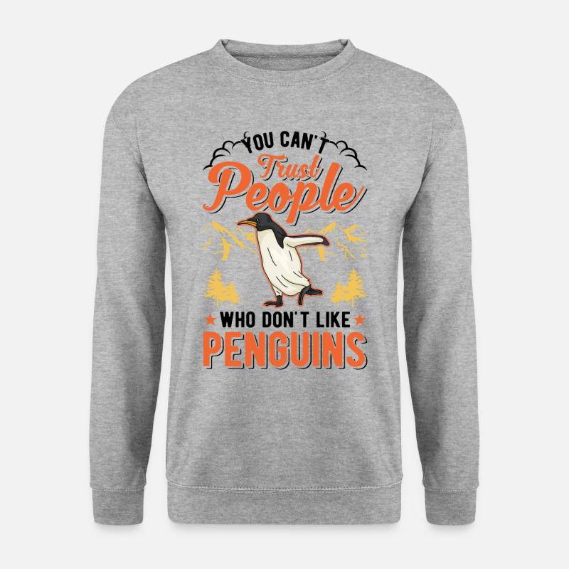 Pinguin Geschenk Penguin - Unisex Pullover - Weißgrau meliert