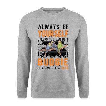 Toujours être toi-même Perruche perruche - Sweat-shirt Unisexe - gris chiné - Devant - Alina (178cm) & Michal (187cm)