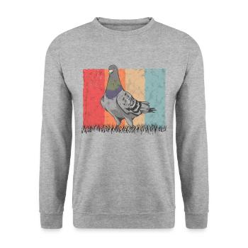 Taube Retro Taubenzüchter Vintage - Unisex Pullover - Weißgrau meliert - Vorne - Alina (178cm) & Michal (187cm)