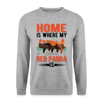 Home is where my Red Panda is Roter Panda - Unisex Sweatshirt - salt & pepper - Front - Alina (178cm) & Michal (187cm)