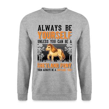 Always be yourself Shetland Pony Shetty - Unisex Pullover - Weißgrau meliert - Vorne - Alina (178cm) & Michal (187cm)