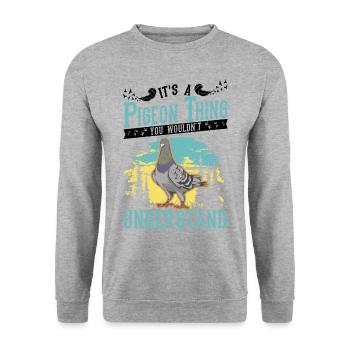 C’est un truc de pigeon pigeon fancier ville pigeon pigeon - Sweat-shirt Unisexe - gris chiné - Devant - Alina (178cm) & Michal (187cm)