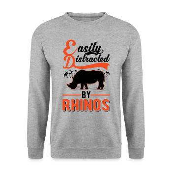 Easily distracted by Rhinos Rhino - Unisex Sweatshirt - salt & pepper - Front - Alina (178cm) & Michal (187cm)