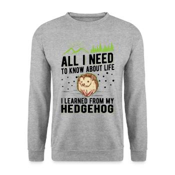 Igel Geschenk Stacheligel - Unisex Pullover - Weißgrau meliert - Vorne - Alina (178cm) & Michal (187cm)
