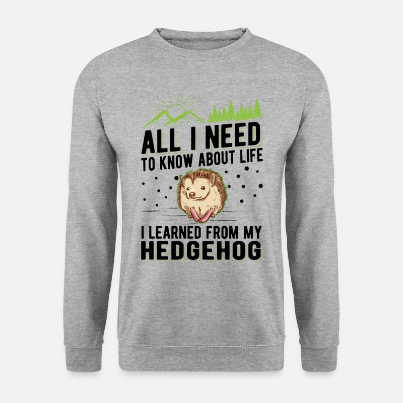 Igel Geschenk Stacheligel - Unisex Pullover - Weißgrau meliert