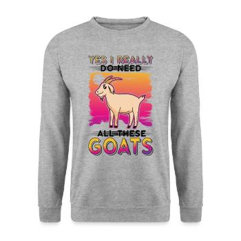 Chèvres Cadeau Chèvre Hôte Chèvre - Sweat-shirt Unisexe - gris chiné - Devant - Alina (178cm) & Michal (187cm)