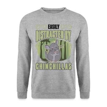 Easily distracted by Chinchillas - Unisex Pullover - Weißgrau meliert - Vorne - Alina (178cm) & Michal (187cm)