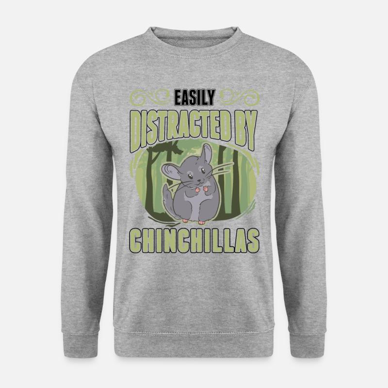 Easily distracted by Chinchillas - Unisex Pullover - Weißgrau meliert