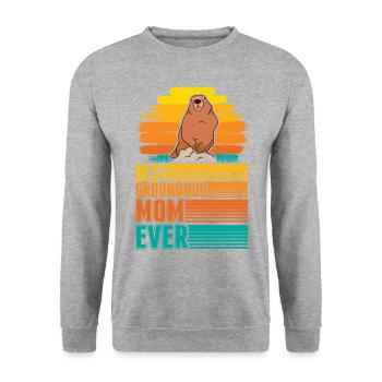 Murmeltier Mama Groundhog Mom Woodchuck - Unisex Pullover - Weißgrau meliert - Vorne - Alina (178cm) & Michal (187cm)
