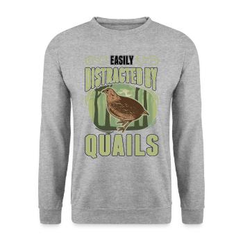 Easily distracted by Quails quail - Unisex Sweatshirt - salt & pepper - Front - Alina (178cm) & Michal (187cm)