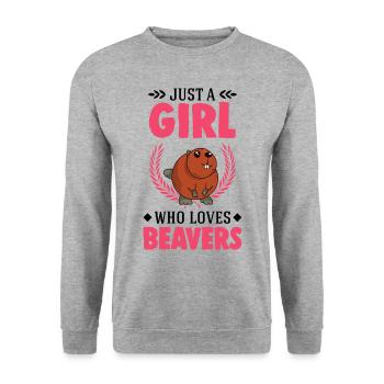 Biber Mädchen Biberdamm - Unisex Pullover - Weißgrau meliert - Vorne - Alina (178cm) & Michal (187cm)